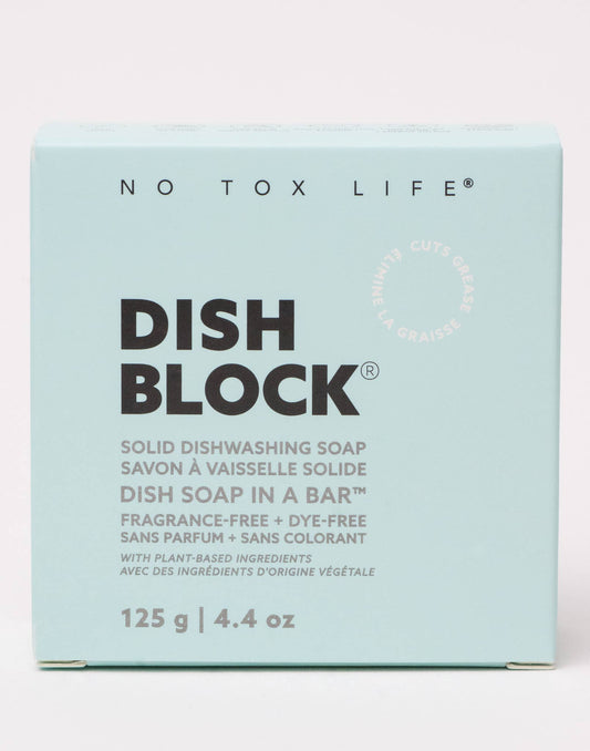 DISH BLOCK® solid dish soap 4.4oz | 125g Fragrance Free - No Tox Life